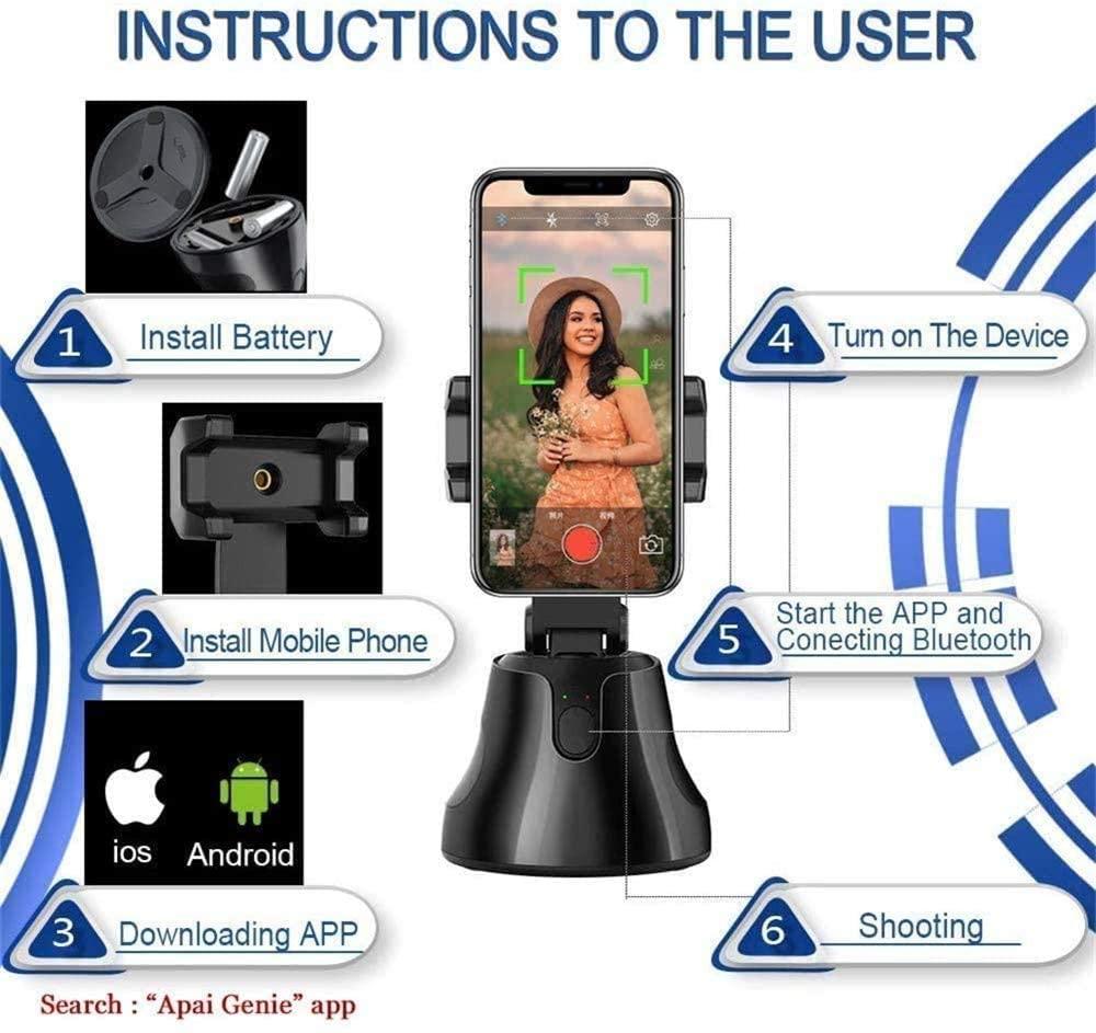 AI 360° Auto-Tracking Smart Phone Holder – Hands-Free Recording