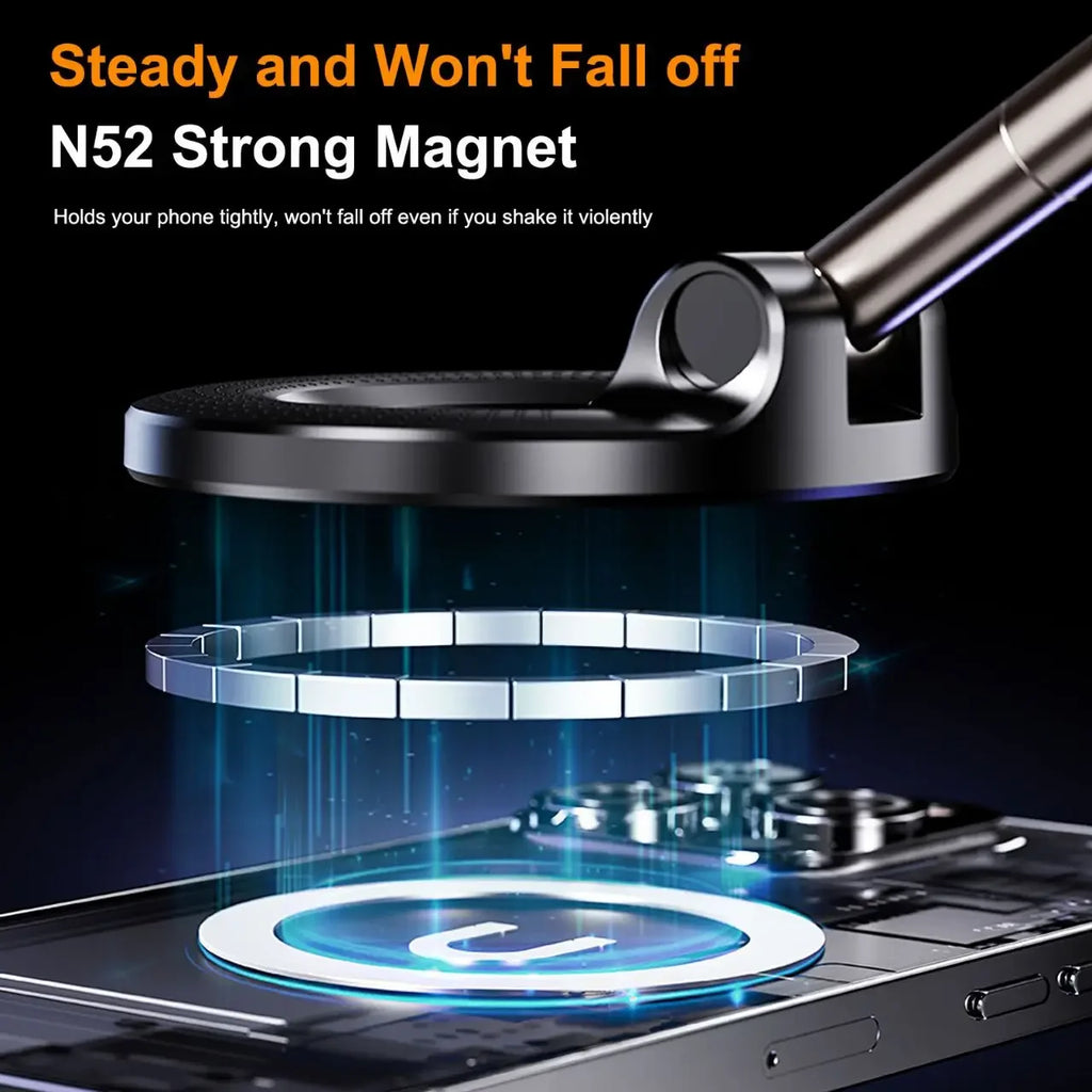 Universal Strong Magnetic Car Phone Holder, Foldable Design, 360 ° Adjustable Vacuum Mount for Car Desk and Bathroom