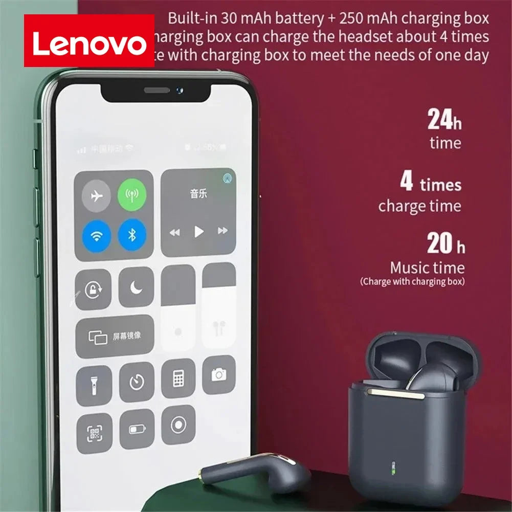 Lenovo J18 Wireless Earphone HiFI In-Ear Stereo With Microphone Waterproof Bluetooth Touch Noise-cancelling Various Headphones