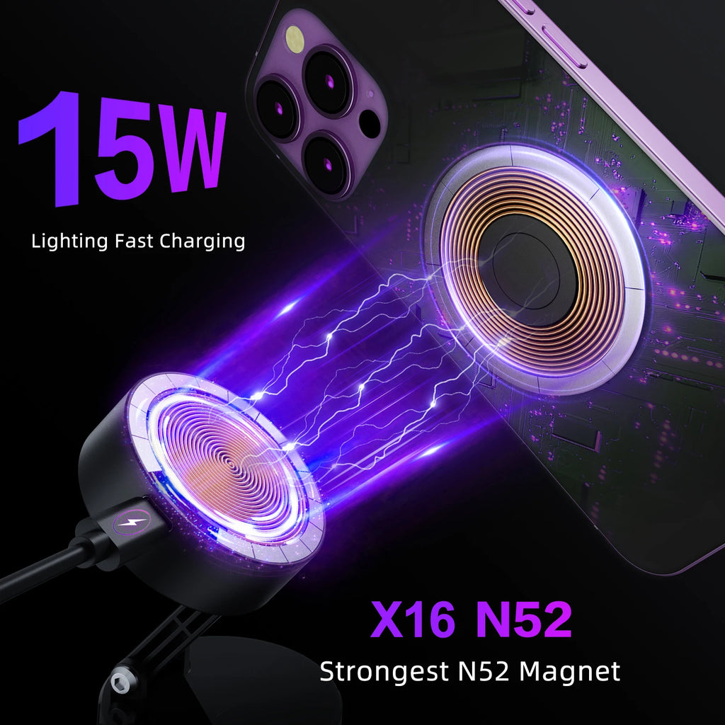15W Magnetic Wireless Car Charger & Phone Holder