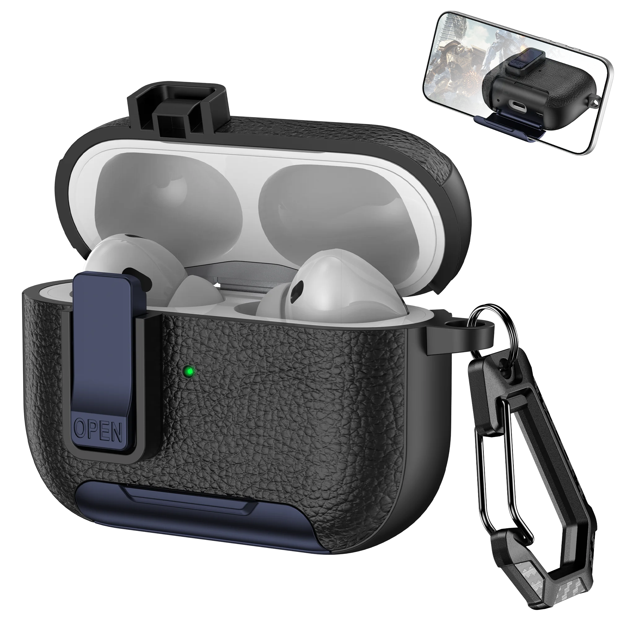 Phone Holder cortex Case For AirPods 1 2 3 4 Pro Case With Hook