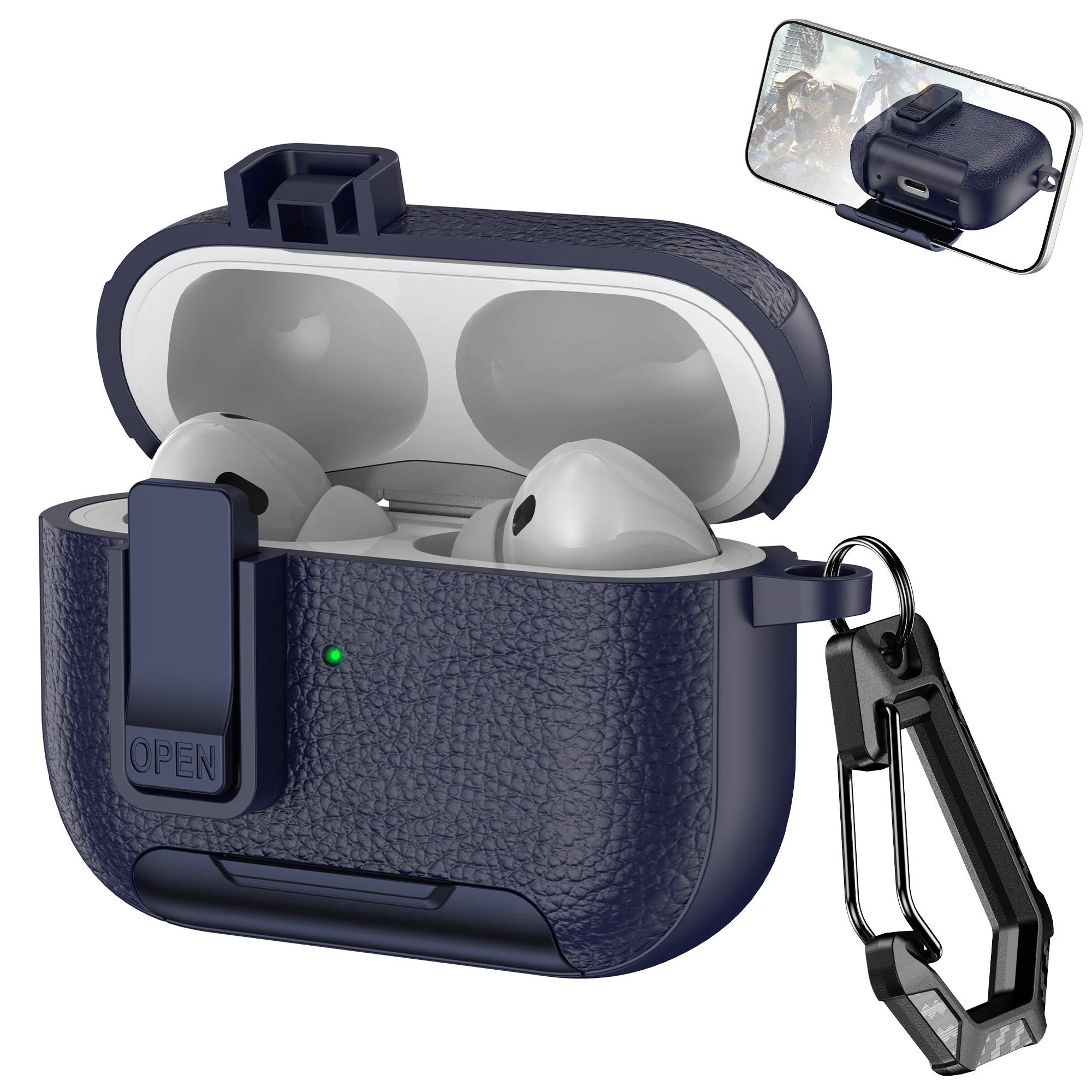Phone Holder cortex Case For AirPods 1 2 3 4 Pro Case With Hook