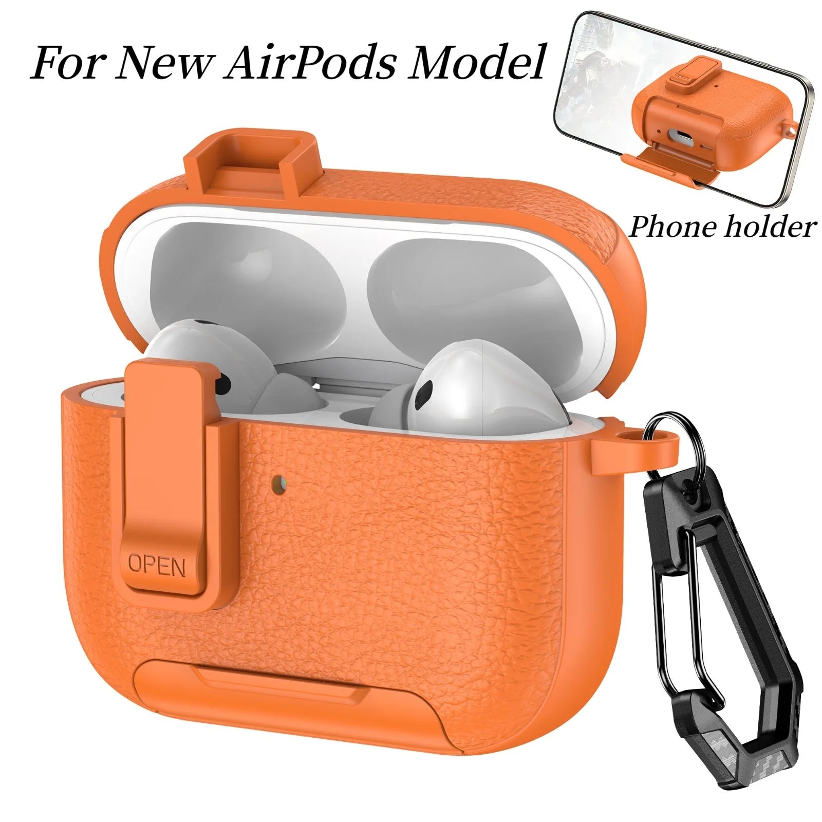 Phone Holder cortex Case For AirPods 1 2 3 4 Pro Case With Hook