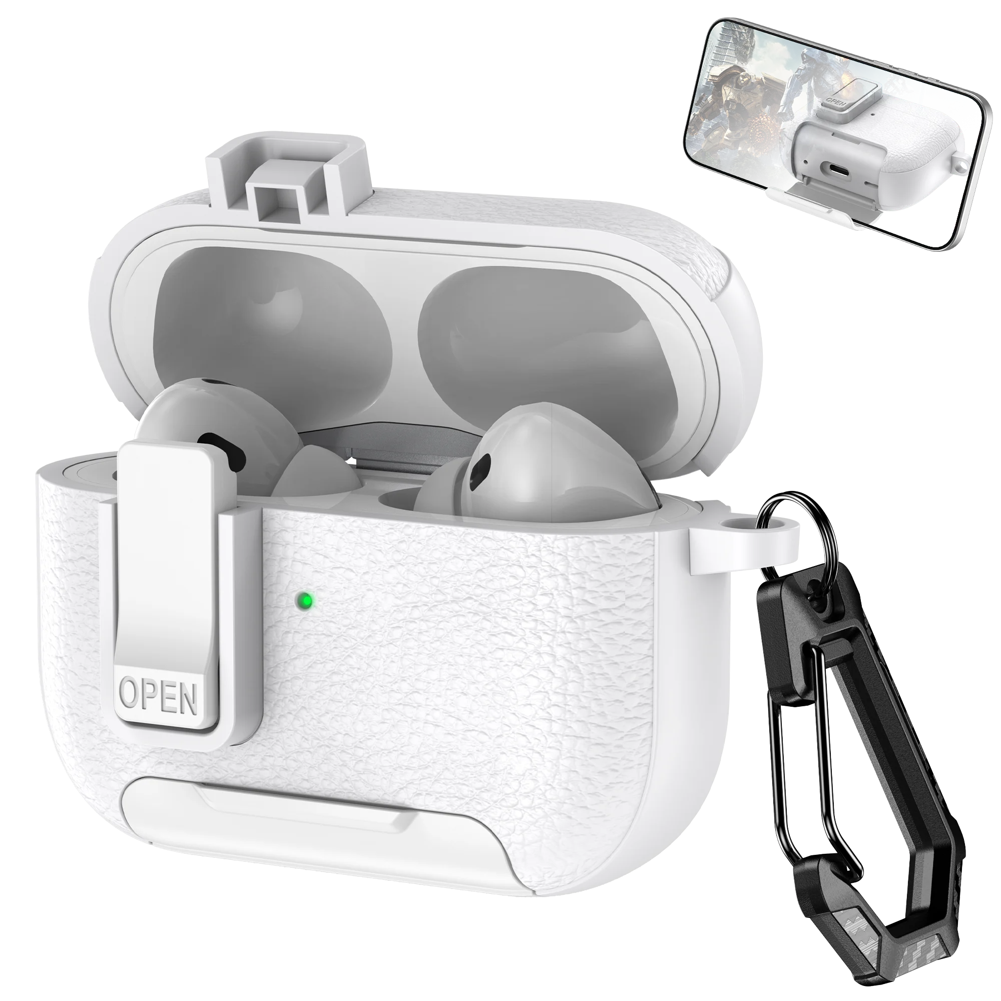 Phone Holder cortex Case For AirPods 1 2 3 4 Pro Case With Hook