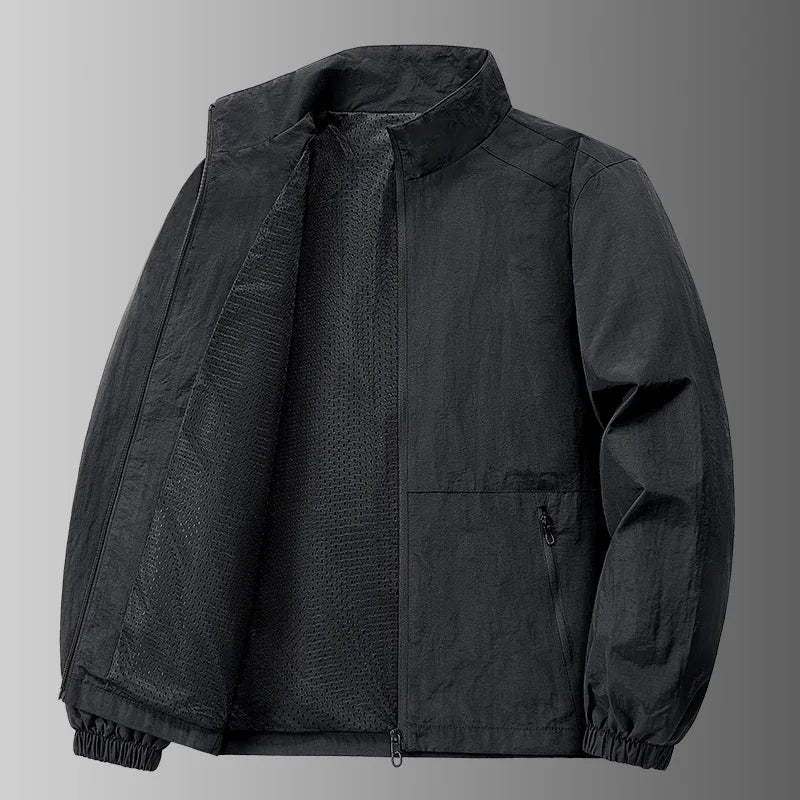 Men's Spring-Autumn Outdoor Windproof Jacket, Casual Jacket, Sport Shirt, Stand-up Collar, Quick-Drying Lightweight Men's Clothi