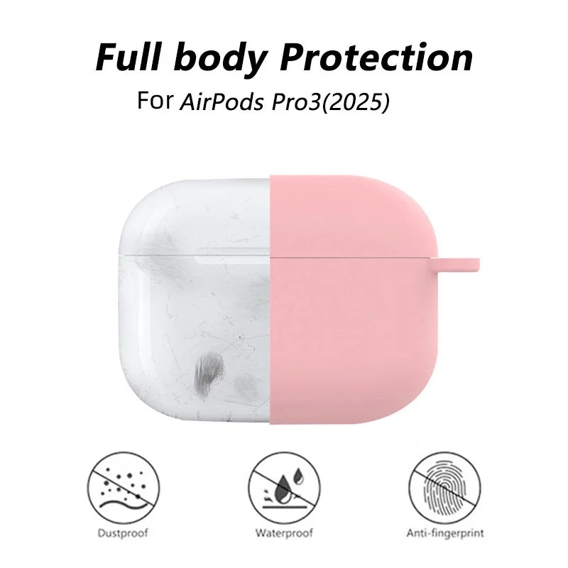 2025 for AirPods Pro 3 New Case Full Protective Soft Silicone Shockproof Case with Keychain for AirPods Pro 3 Case for Men Women