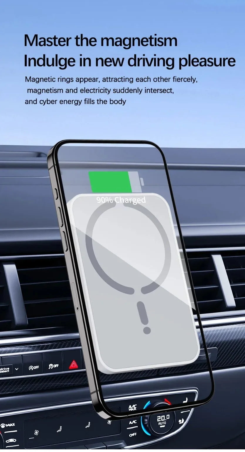VIKEFON Car 100W Quick Wireless Charger Air Out Magnetic Phone Holder Stand For Magsafe iPhone 17-12 Pro Max Air Vent Charging