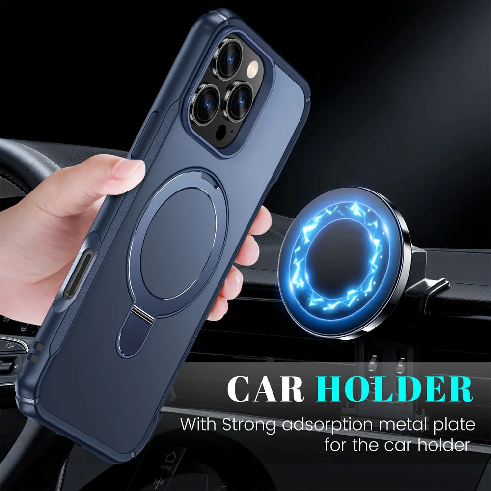 Magnetic MagSafe Case with Foldable Stand for All iPhone