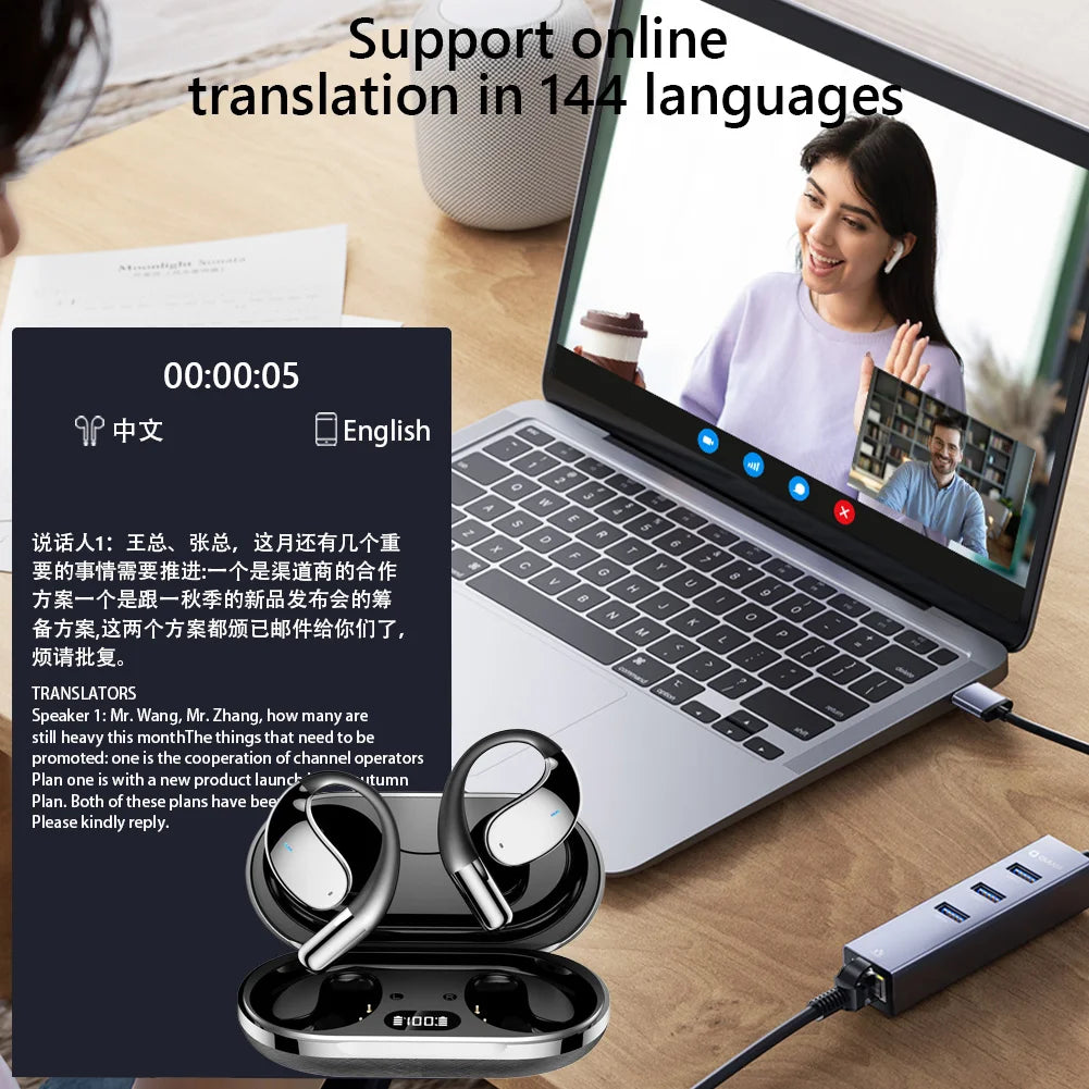 AI Real-Time Translation Earbuds (140 Languages)