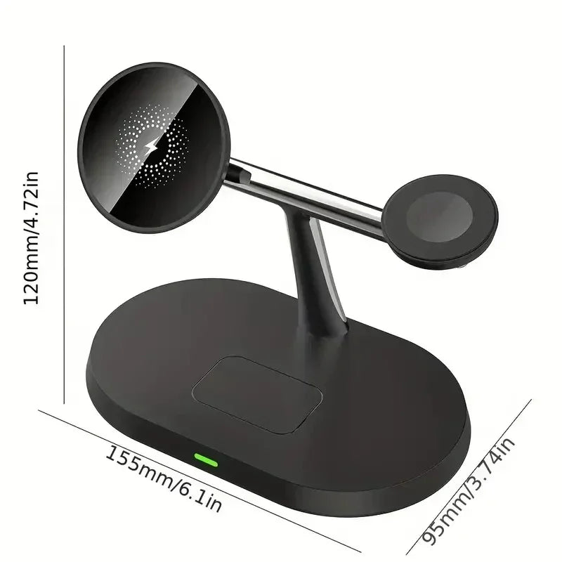 3 In 1 Magnetic Wireless Charger Stand For iPhone 16 15 14 13 Pro Apple Watch 9 8 Airprods 3 In 1 Macsafe Fast Charging Station