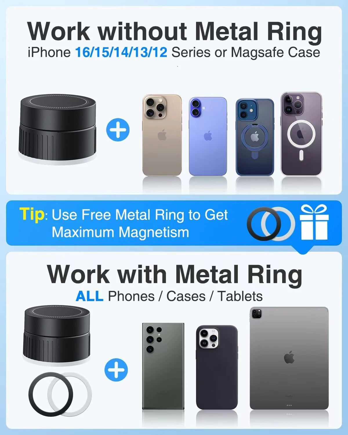 15W Magnetic Wireless Car Charger & Phone Holder