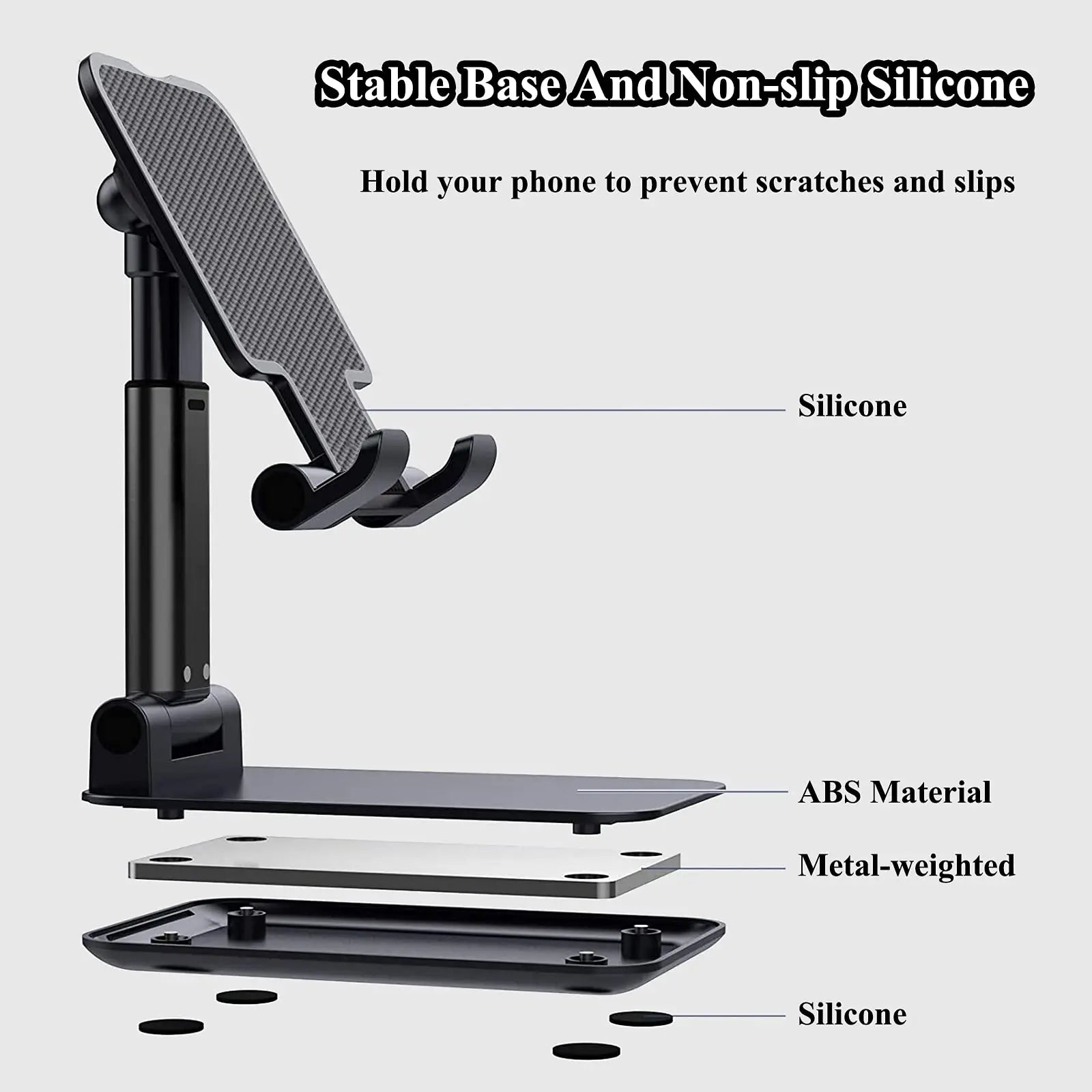 Adjustable Foldable Phone Stand for Desk, All Smartphones