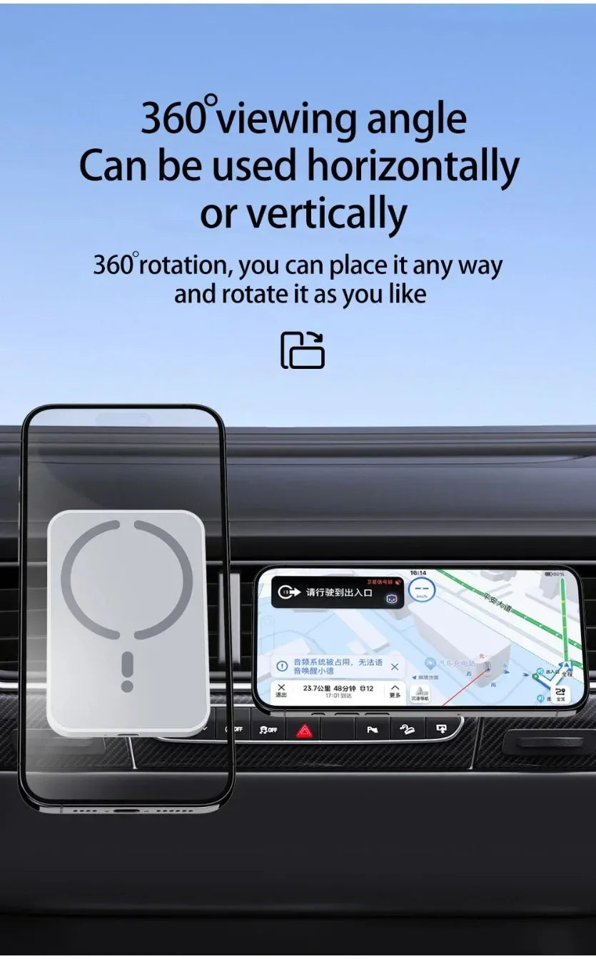 VIKEFON Car 100W Quick Wireless Charger Air Out Magnetic Phone Holder Stand For Magsafe iPhone 17-12 Pro Max Air Vent Charging