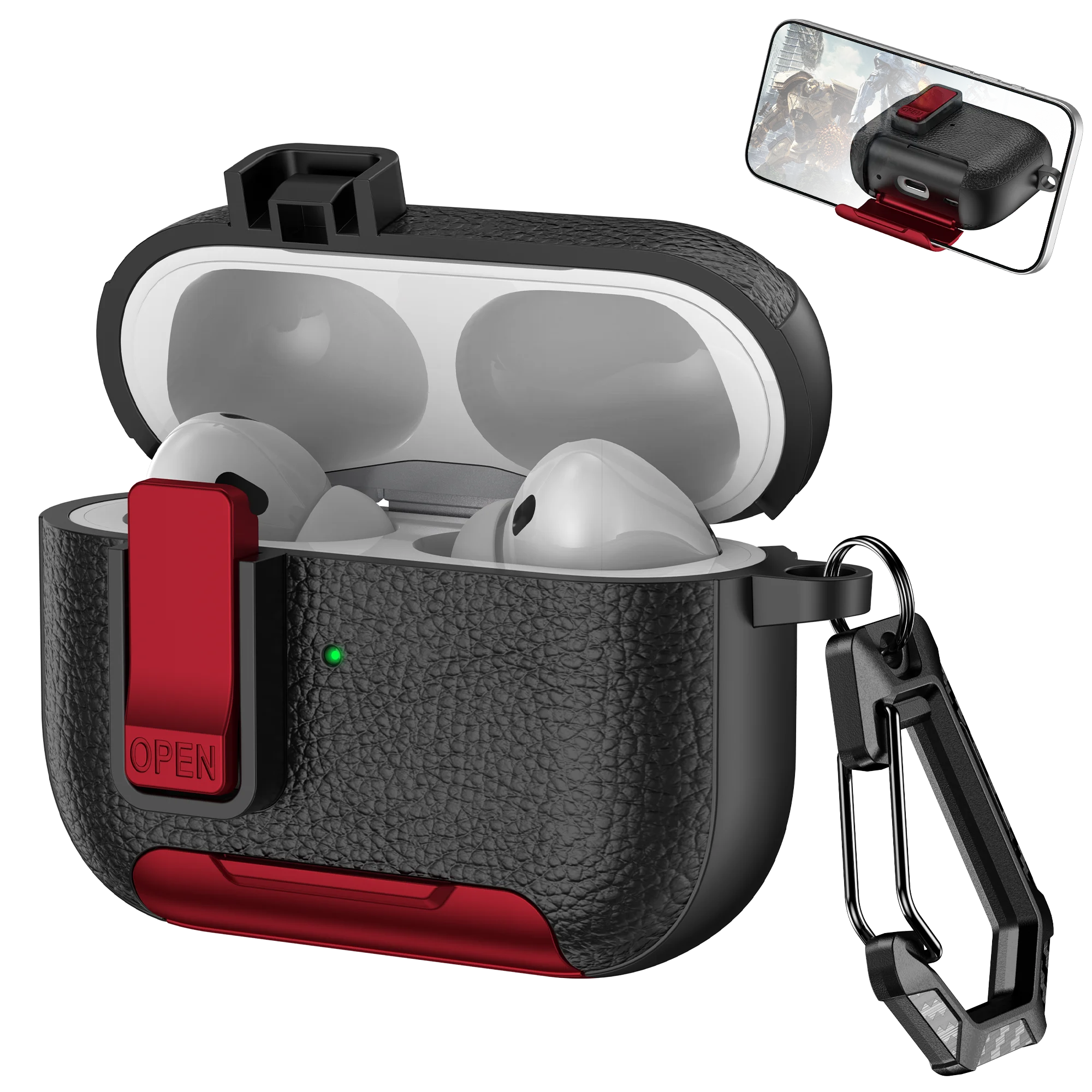 Phone Holder cortex Case For AirPods 1 2 3 4 Pro Case With Hook