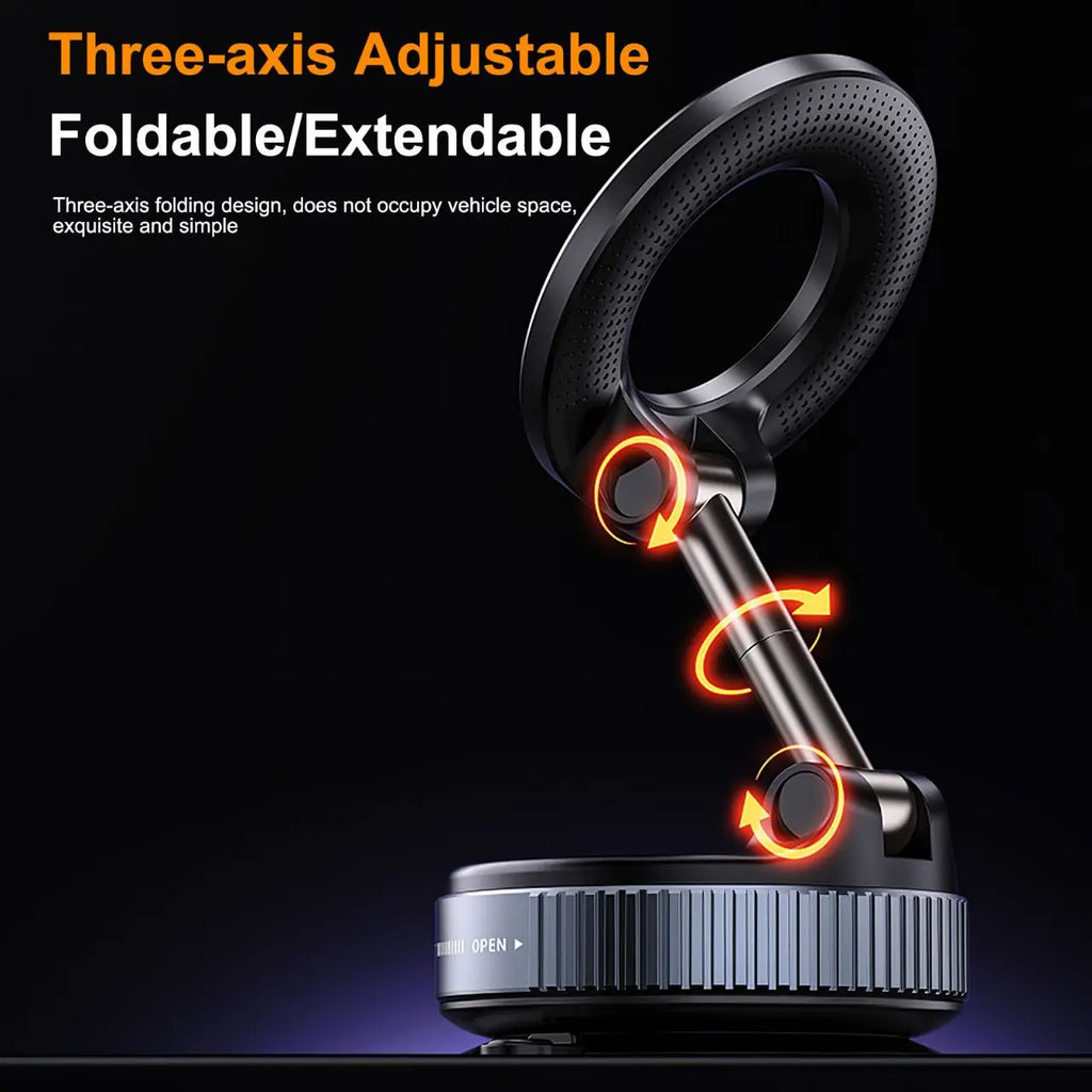 Universal Strong Magnetic Car Phone Holder, Foldable Design, 360 ° Adjustable Vacuum Mount for Car Desk and Bathroom