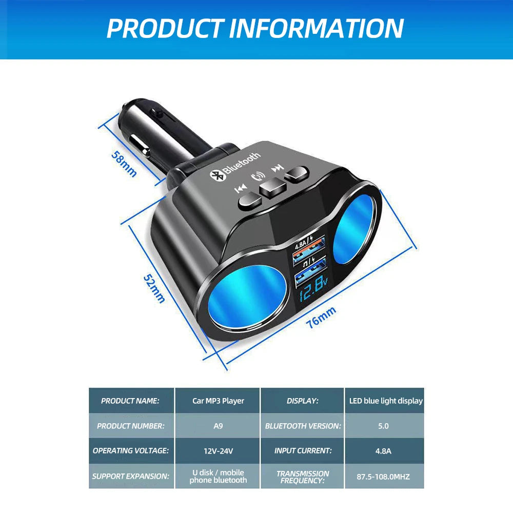 USB Car Cigarette Lighter Digital Display PD+QC3.0 Car Charger Super Fast Charge Power Adapter Car Styling 12V/24V