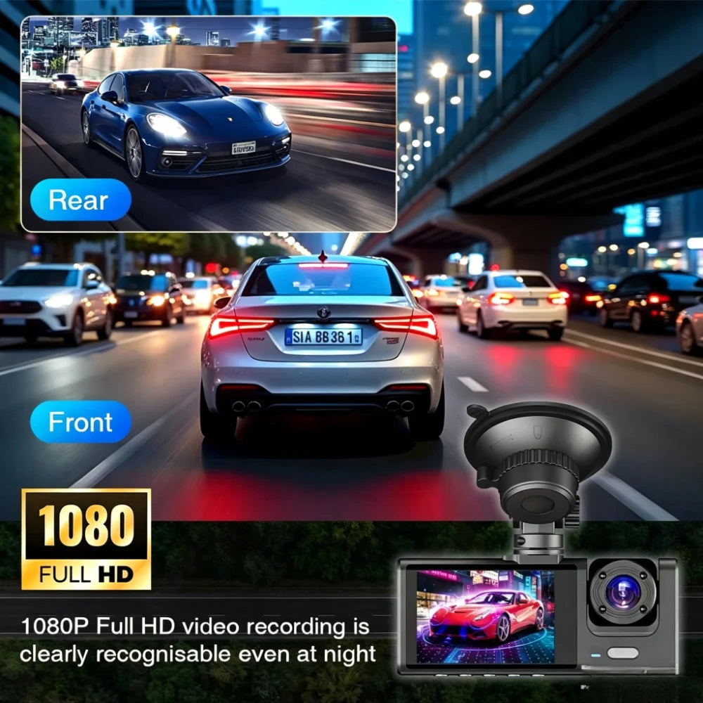 Dash Cam Front and Rear Inside 1080P Dash Camera 2 Channel WiFi Car Camera Night Vision Driving Video Recorder  G-Sensor