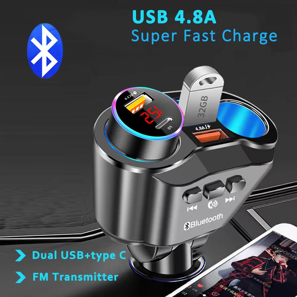 USB Car Cigarette Lighter Digital Display PD+QC3.0 Car Charger Super Fast Charge Power Adapter Car Styling 12V/24V