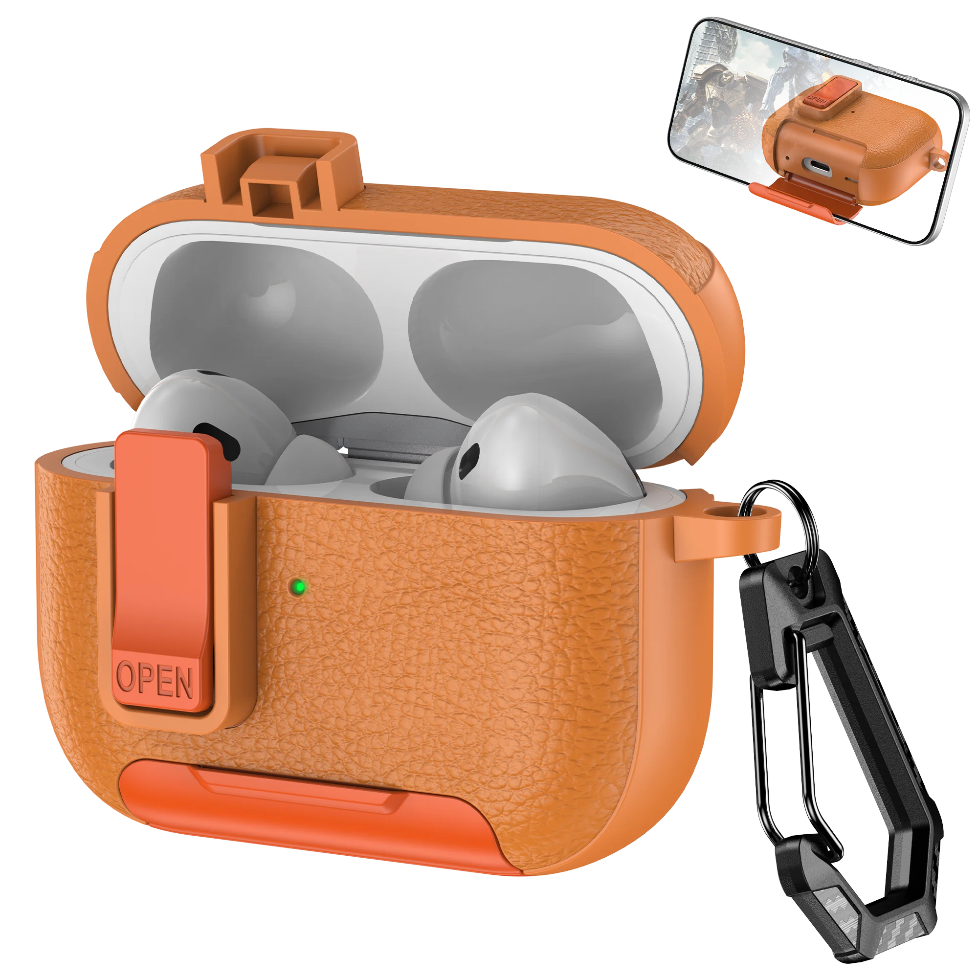 Phone Holder cortex Case For AirPods 1 2 3 4 Pro Case With Hook