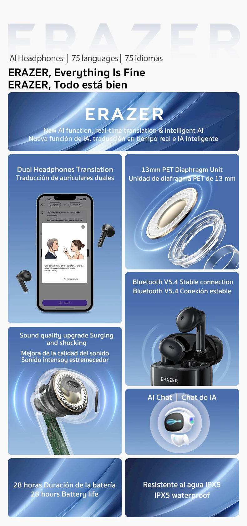 AI Real-Time Translation Wireless Earbuds XT92PRO