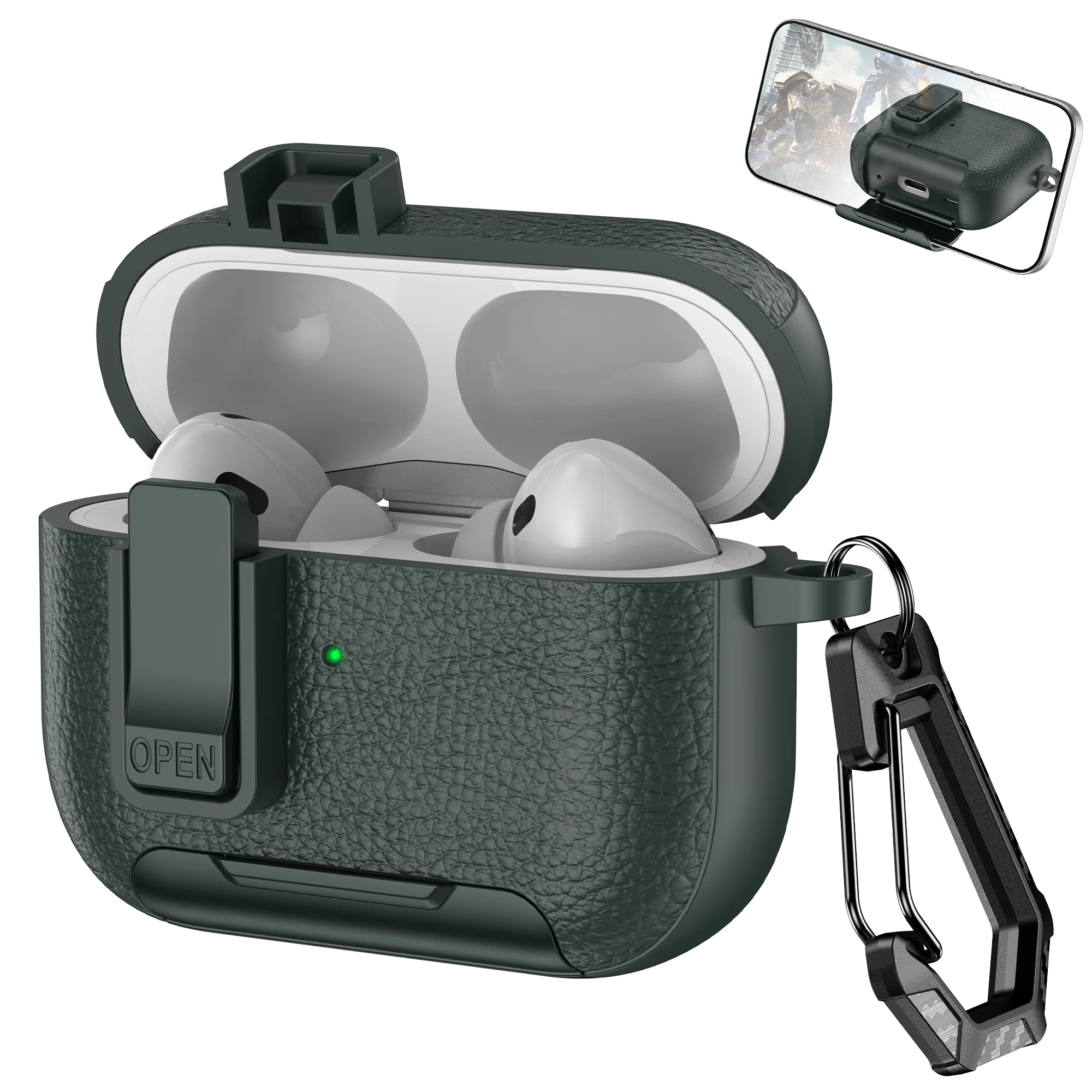 Phone Holder cortex Case For AirPods 1 2 3 4 Pro Case With Hook