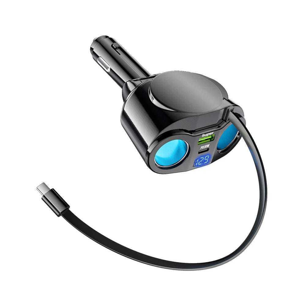 USB Car Cigarette Lighter Digital Display PD+QC3.0 Car Charger Super Fast Charge Power Adapter Car Styling 12V/24V