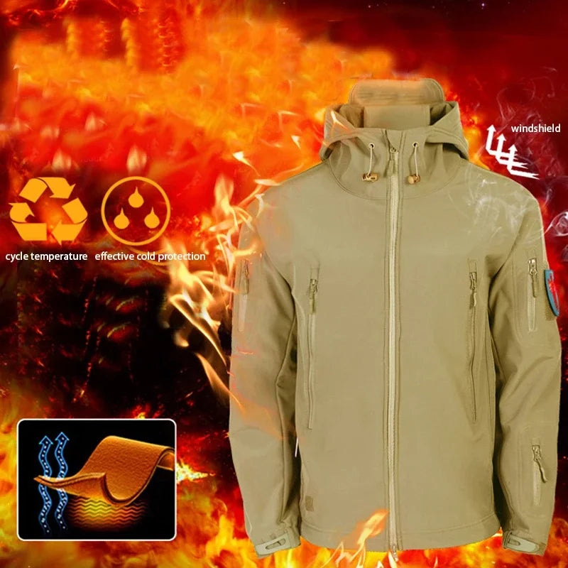 Fleece Softshell Tactical Jacket Men Winter Jacket Waterproof Mens Windbreaker Hiking Jacket Men Tactical Suit Tracksuit Autumn