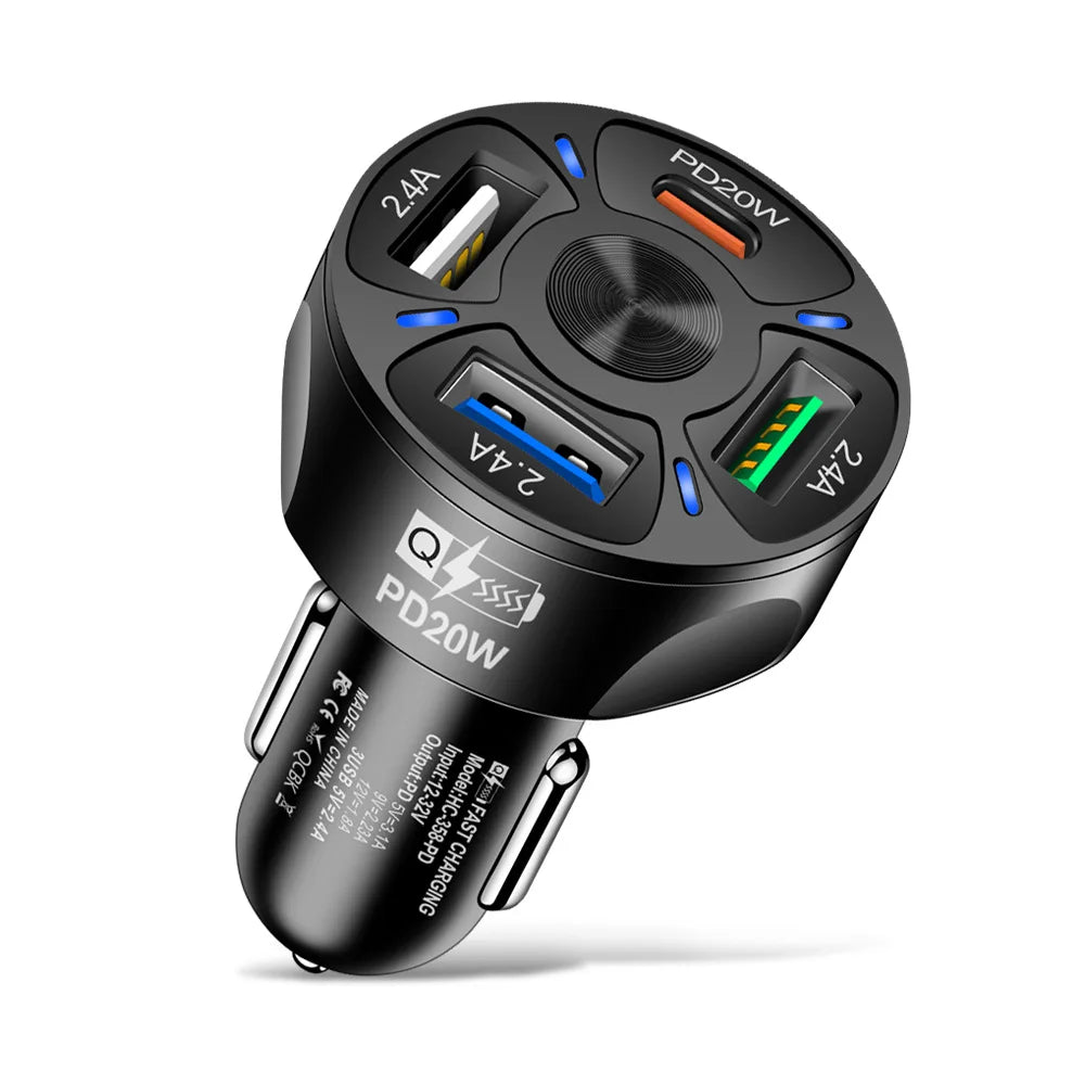 Car Charger Fast Charging PD Quick Charge 3.0 USB C Car Phone Charger Adapter For iPhone Xiaomi Samsung