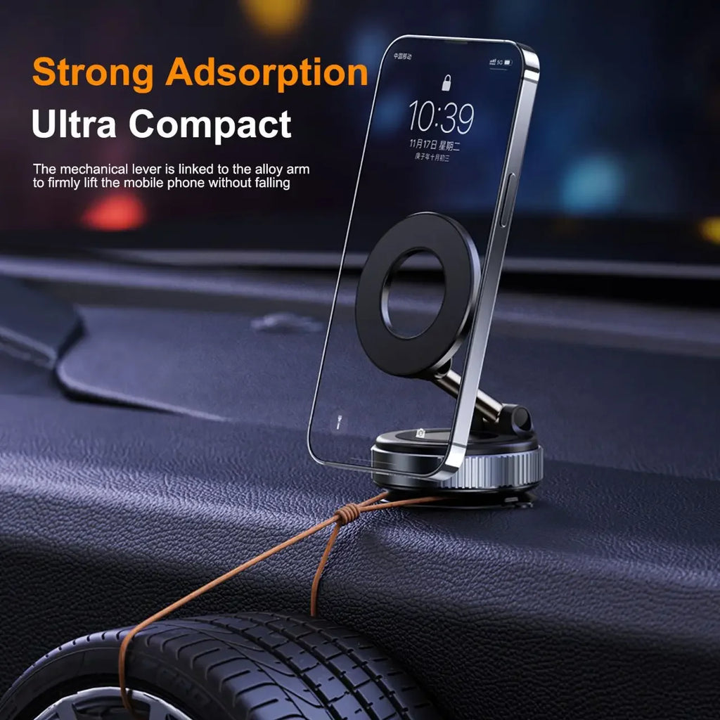 Universal Strong Magnetic Car Phone Holder, Foldable Design, 360 ° Adjustable Vacuum Mount for Car Desk and Bathroom