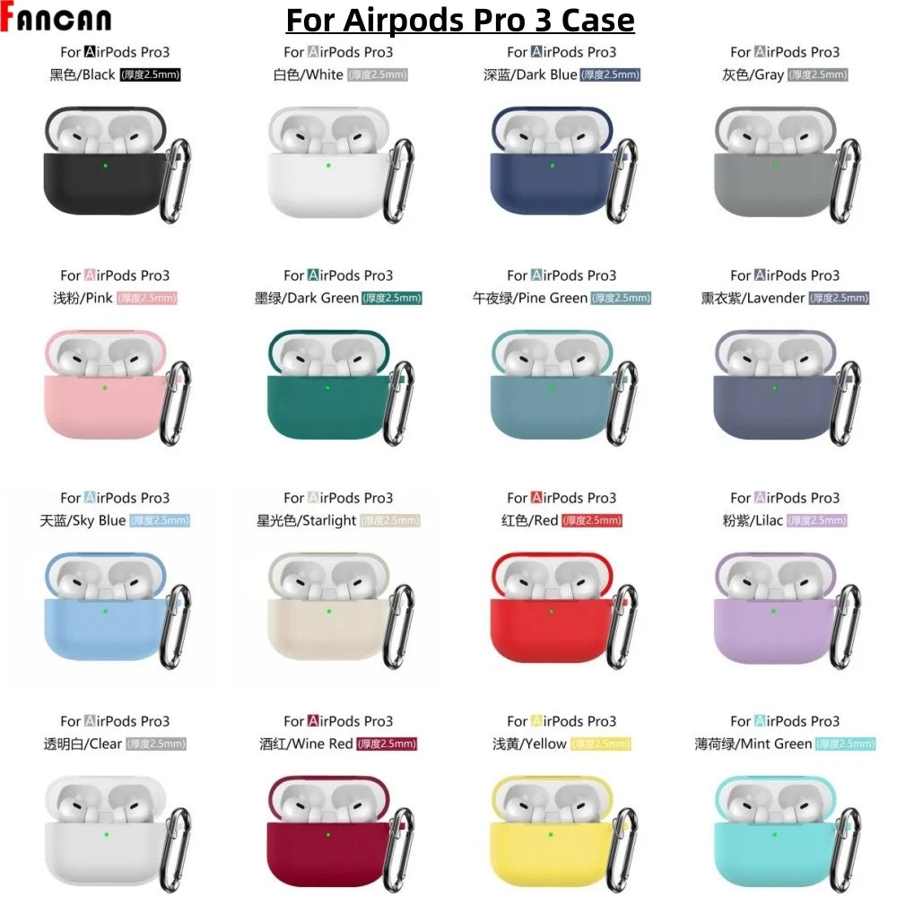 2025 for AirPods Pro 3 New Case Full Protective Soft Silicone Shockproof Case with Keychain for AirPods Pro 3 Case for Men Women