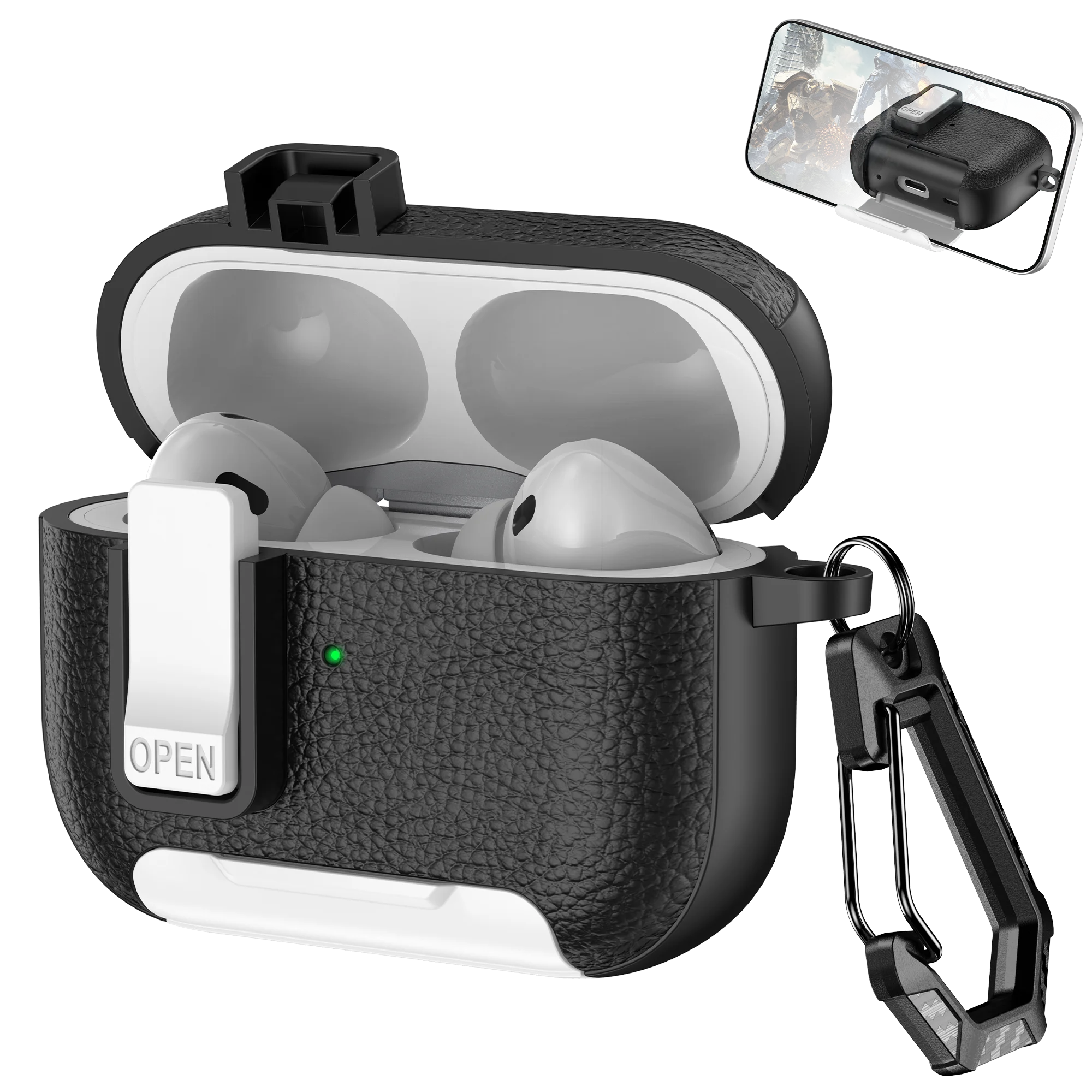 Phone Holder cortex Case For AirPods 1 2 3 4 Pro Case With Hook
