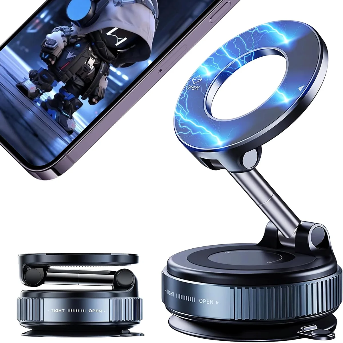 Magnetic Car mobile Phone Holder Hollow out design 360° Rotatable  Zinc Alloy and ABS material