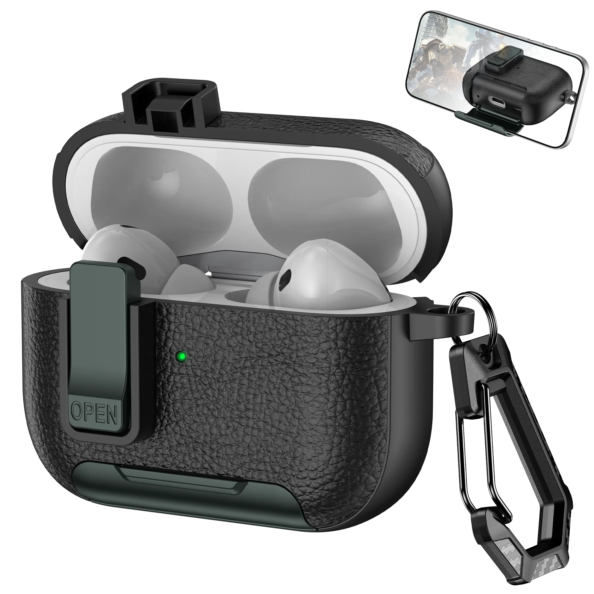 Phone Holder cortex Case For AirPods 1 2 3 4 Pro Case With Hook