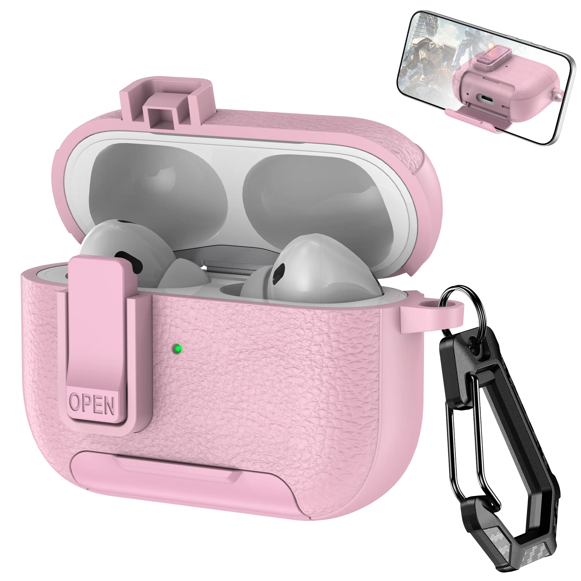 Phone Holder cortex Case For AirPods 1 2 3 4 Pro Case With Hook
