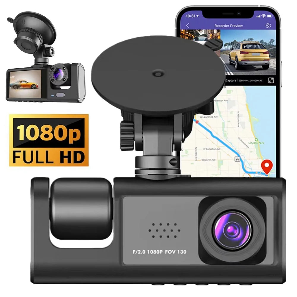 Dash Cam Front and Rear Inside 1080P Dash Camera 2 Channel WiFi Car Camera Night Vision Driving Video Recorder  G-Sensor