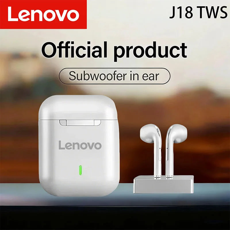 Lenovo J18 Wireless Earphone HiFI In-Ear Stereo With Microphone Waterproof Bluetooth Touch Noise-cancelling Various Headphones