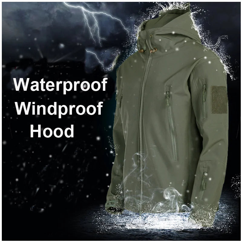 Fleece Softshell Tactical Jacket Men Winter Jacket Waterproof Mens Windbreaker Hiking Jacket Men Tactical Suit Tracksuit Autumn