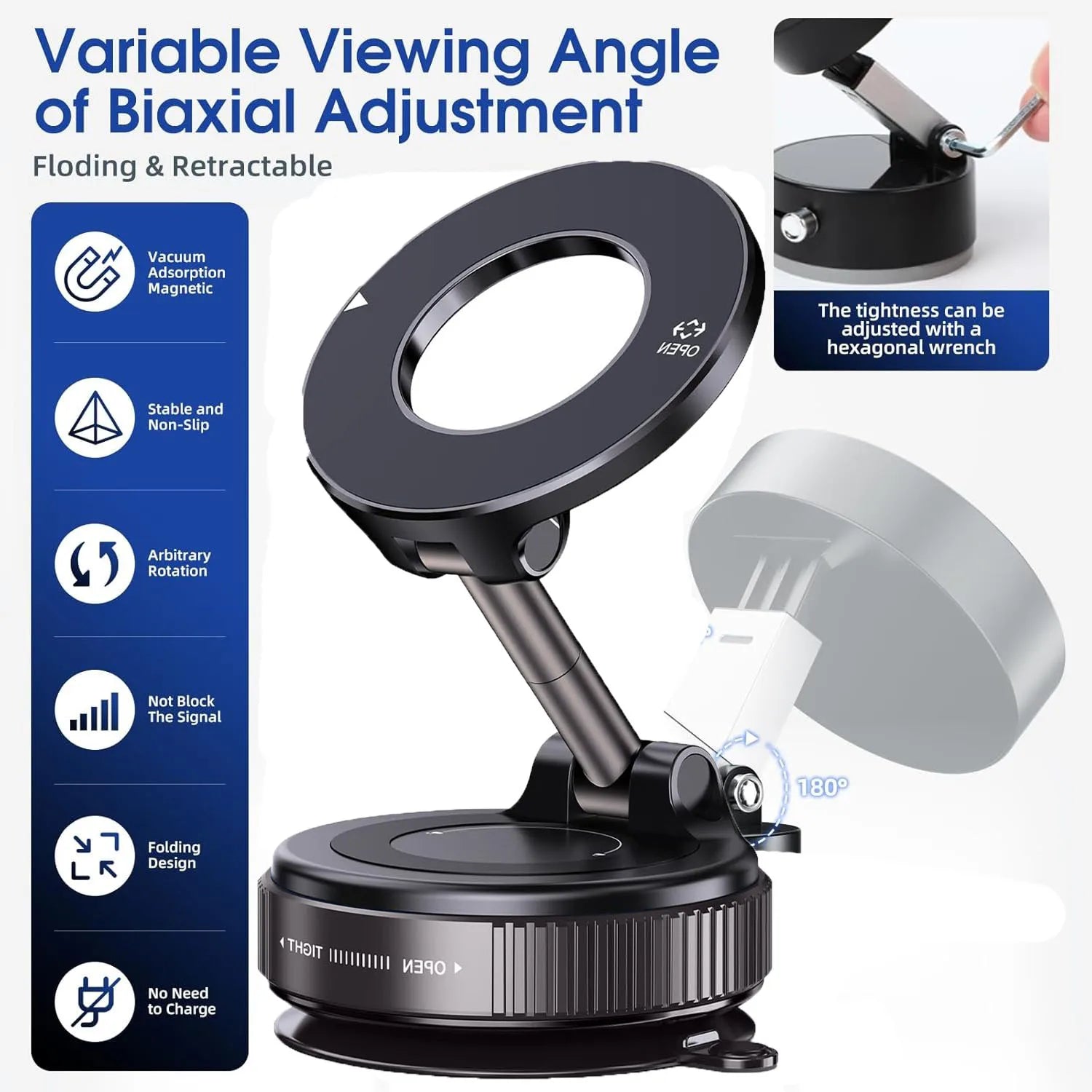 Magnetic Car mobile Phone Holder Hollow out design 360° Rotatable  Zinc Alloy and ABS material