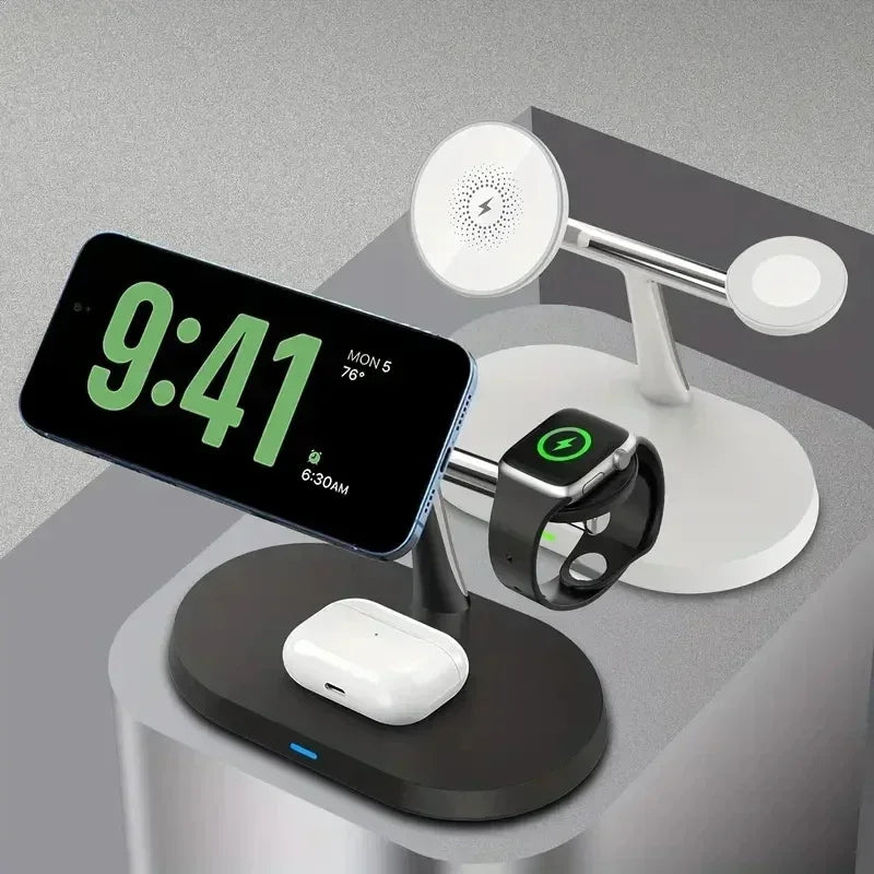 3 In 1 Magnetic Wireless Charger Stand For iPhone 16 15 14 13 Pro Apple Watch 9 8 Airprods 3 In 1 Macsafe Fast Charging Station