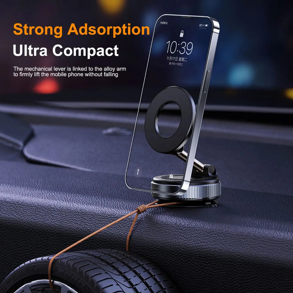 Universal Strong Magnetic Car Phone Holder, Foldable Design, 360 ° Adjustable Vacuum Mount for Car Desk and Bathroom