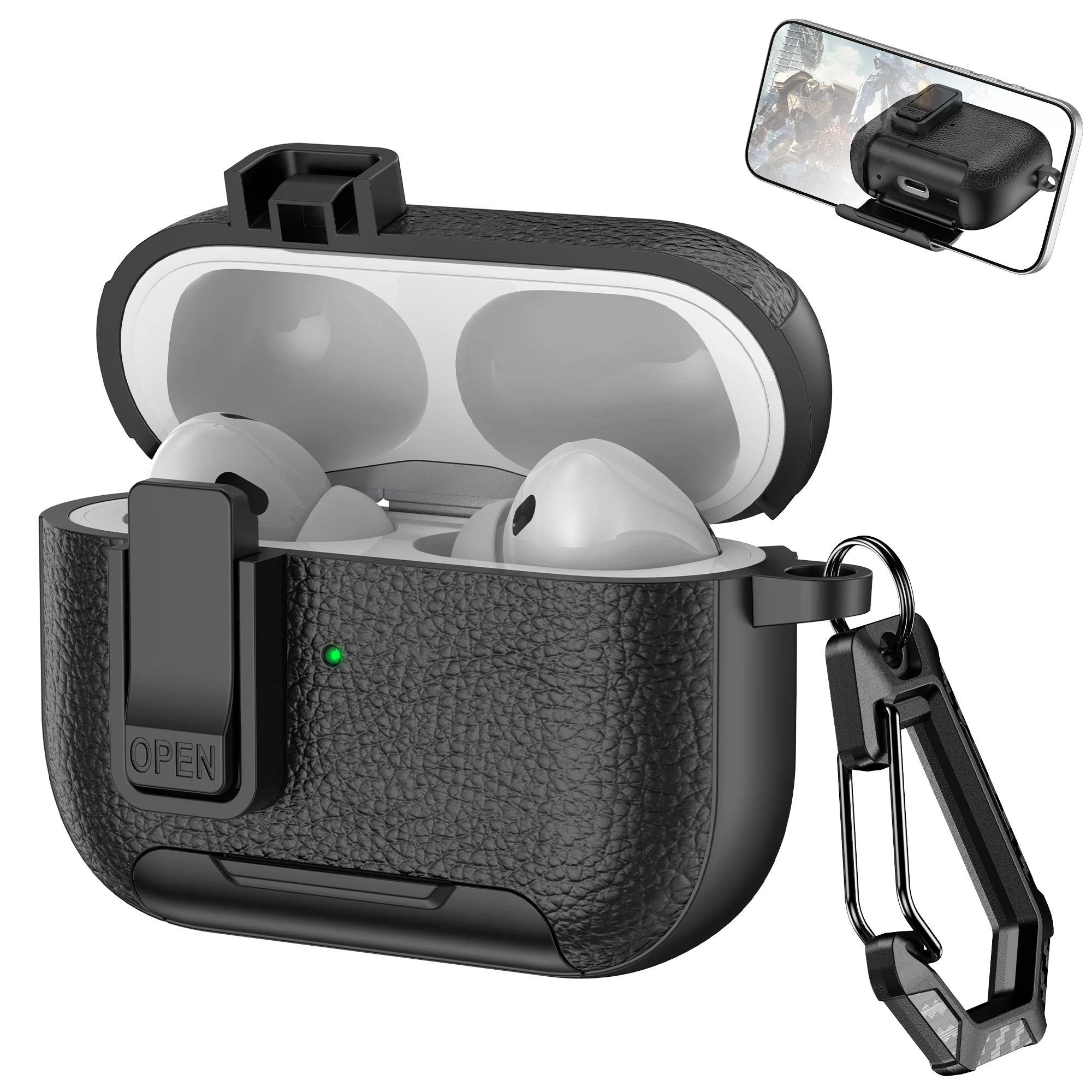 Phone Holder cortex Case For AirPods 1 2 3 4 Pro Case With Hook